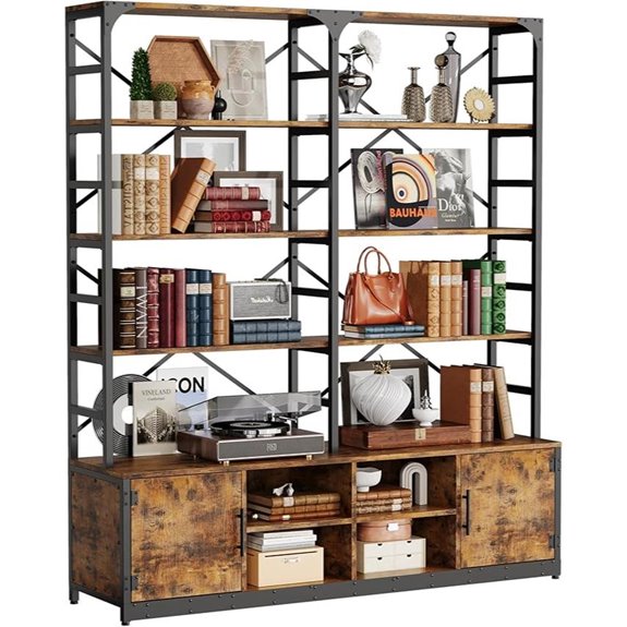IRONCK 6-Tier Tall Industrial Bookshelf with Doors