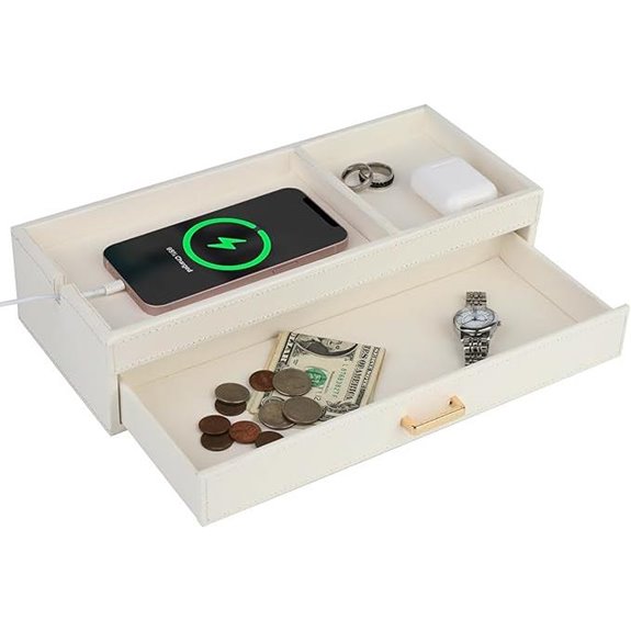 HofferRuffer Jewelry Organizer with Drawer and Charging Station