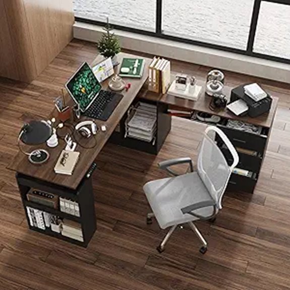 l shaped desk with drawers