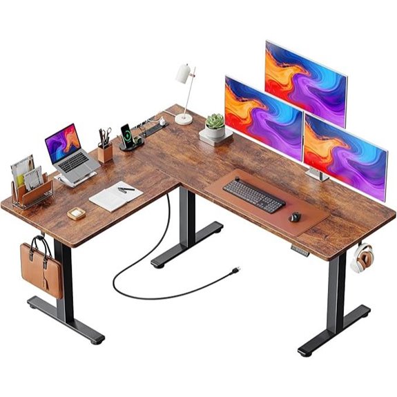 l shaped desk with outlets