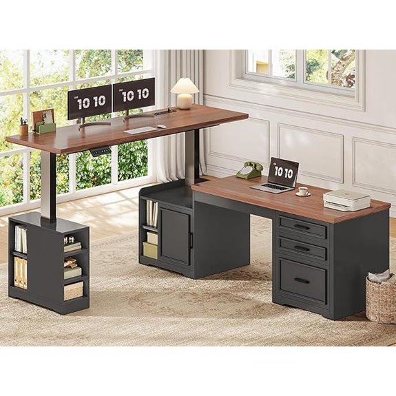 SEDETA Farmhouse L-Shaped Electric Standing Desk