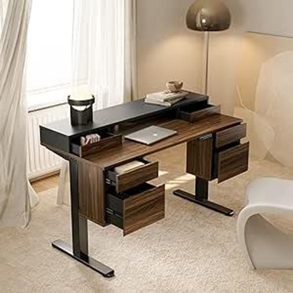 HUANUO 55-Inch Electric Standing Desk with Drawers