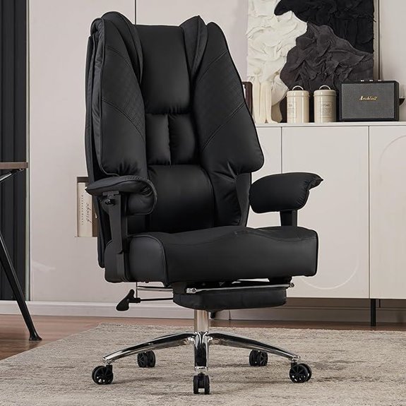 Big & Tall Leather Office Chair with Footrest
