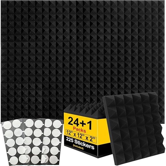 24+1 Pack Acoustic Foam Panels with Adhesives