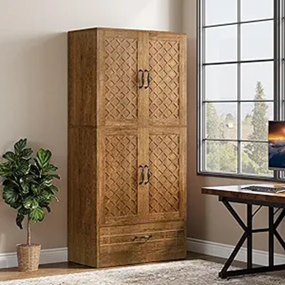 Tribesigns 70-Inch Wooden Bookshelf with Doors