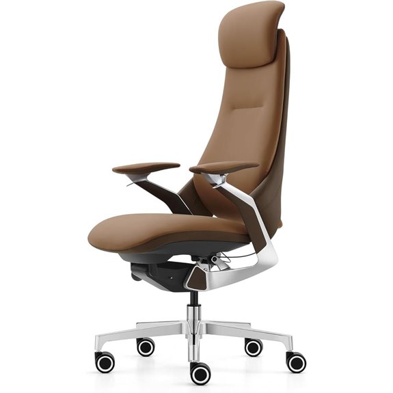 Genuine Leather Ergonomic Office Chair with Adjustable Features