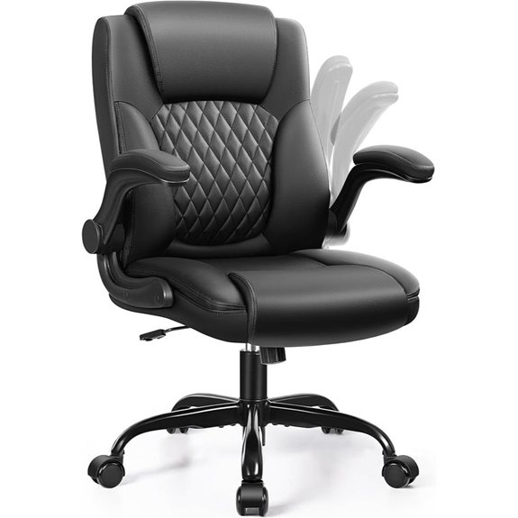 Leather Office Chair with Ergonomic Support and Wheels