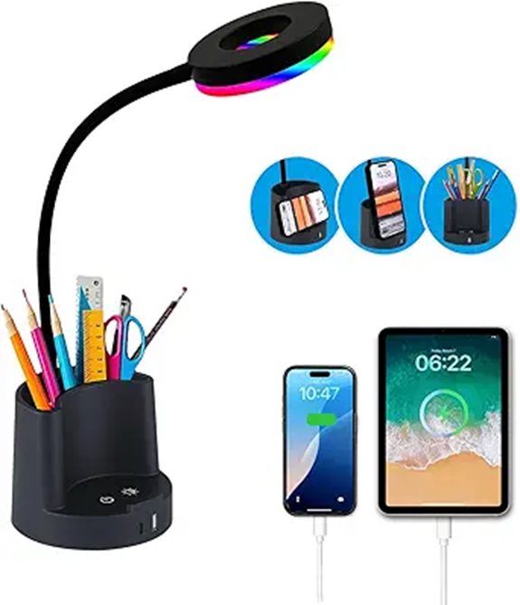 HomeFocus LED Desk Lamp with USB & RGB Mood Light