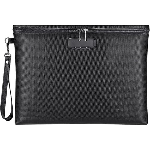 Fireproof Document Bag with Lock and Waterproof Zipper