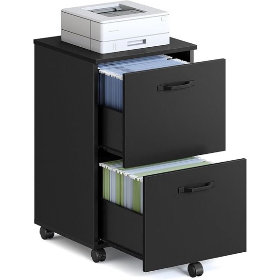 VASAGLE 2-Drawer Rolling File Cabinet Matte Black
