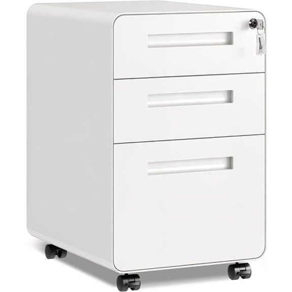 DEVAISE 3-Drawer Metal Filing Cabinet with Lock