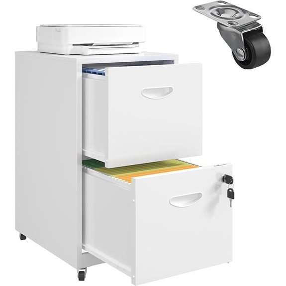 2-Drawer Locking Metal File Cabinet with Wheels