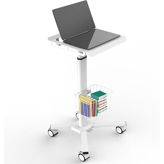 Adjustable Height Mobile Laptop Desk with Wheels