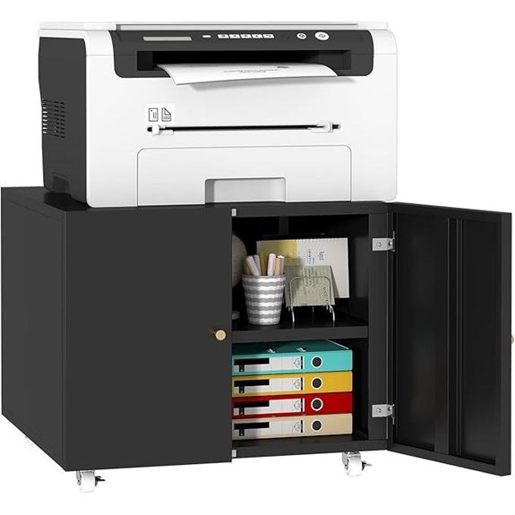 Printer Stand with Storage Wheels Adjustable Shelf