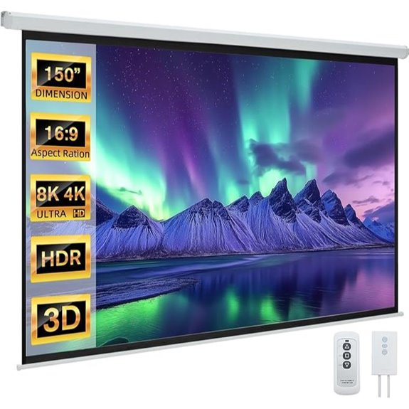 YODOLLA 150 Motorized 4K HD Pull-Down Projector Screen