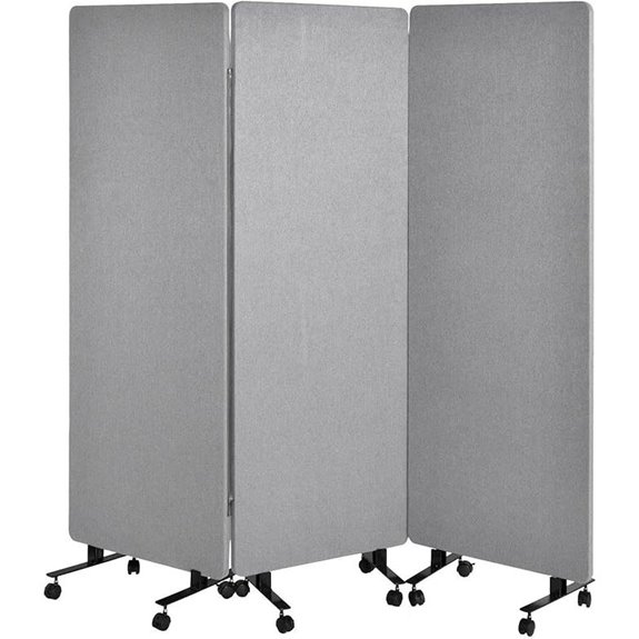 3-Panel Acoustic Office Room Divider with Wheels