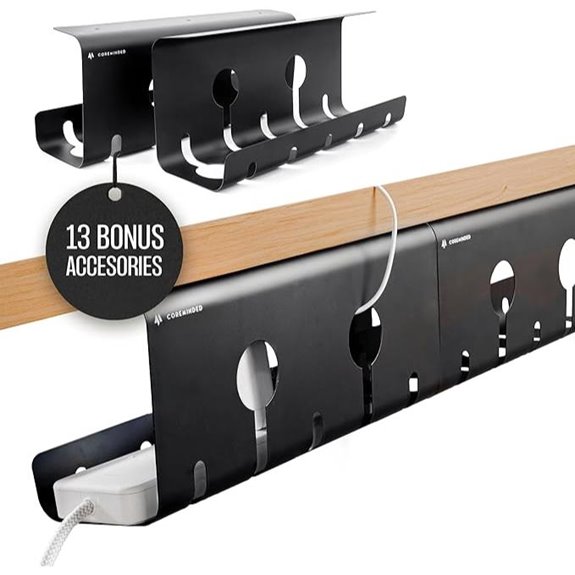 No-Drill Cable Management Tray 2-Pack for Desks