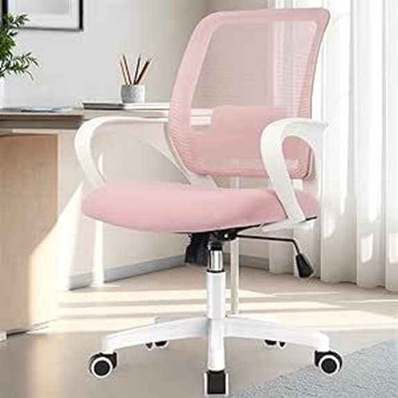 Ergonomic Pink Mesh Office Chair with Lumbar Support