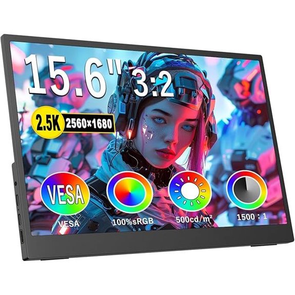 15.6 2.5K Portable Monitor with HDR and VESA