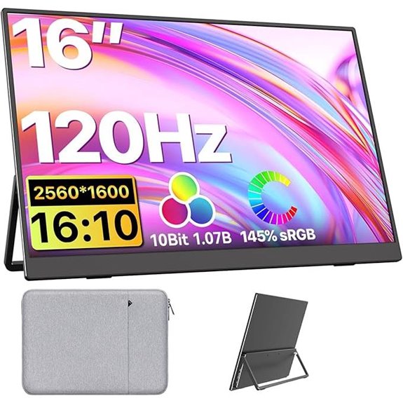 Portable 16 2K QHD Monitor with HDMI USB-C Speakers
