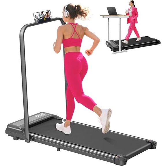 Portable Incline Walking Pad Treadmill with Handles