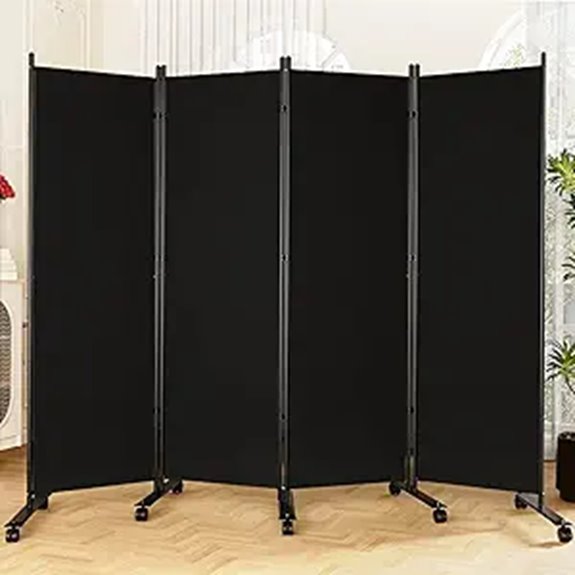 Folding Privacy Room Divider with Lockable Wheels