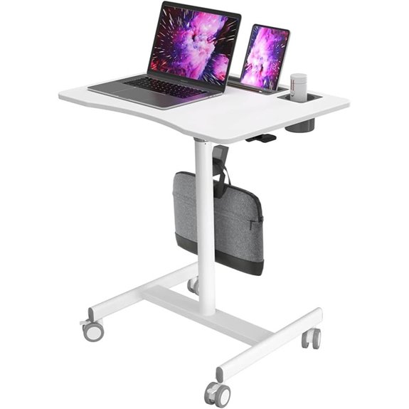 Mobile Rolling Standing Desk with Cup Holder