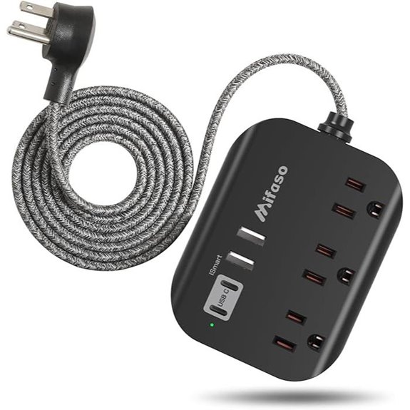 Mifaso Power Strip with USB and Flat Plug