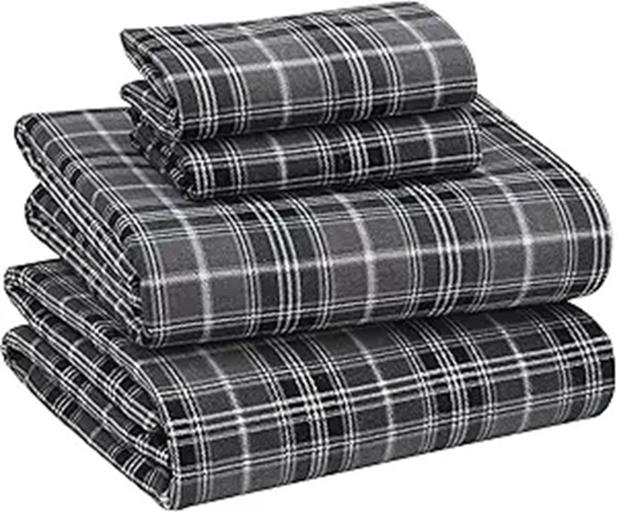 RUVANTI Queen Flannel Sheets Set 4-Piece Grey