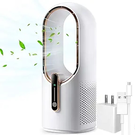 Bladeless Desk Fan 3-Speed Touch Control Quiet