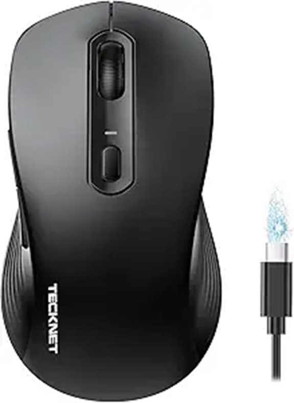 TECKNET Rechargeable Bluetooth Wireless Mouse with 3 Devices