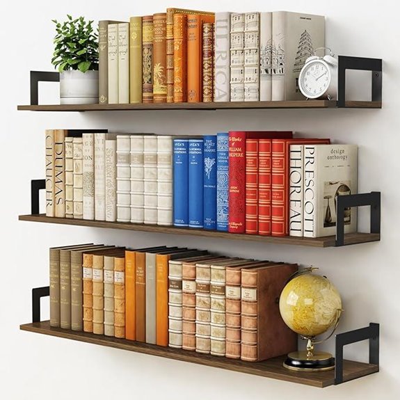 Floating Wall Shelves Set of 3 Rustic Wood 36 Inches