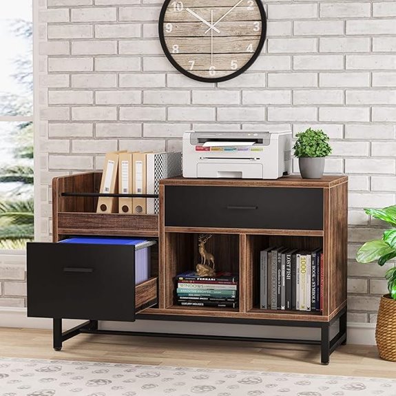 Tribesigns Rustic Brown 39 File Cabinet with Drawers