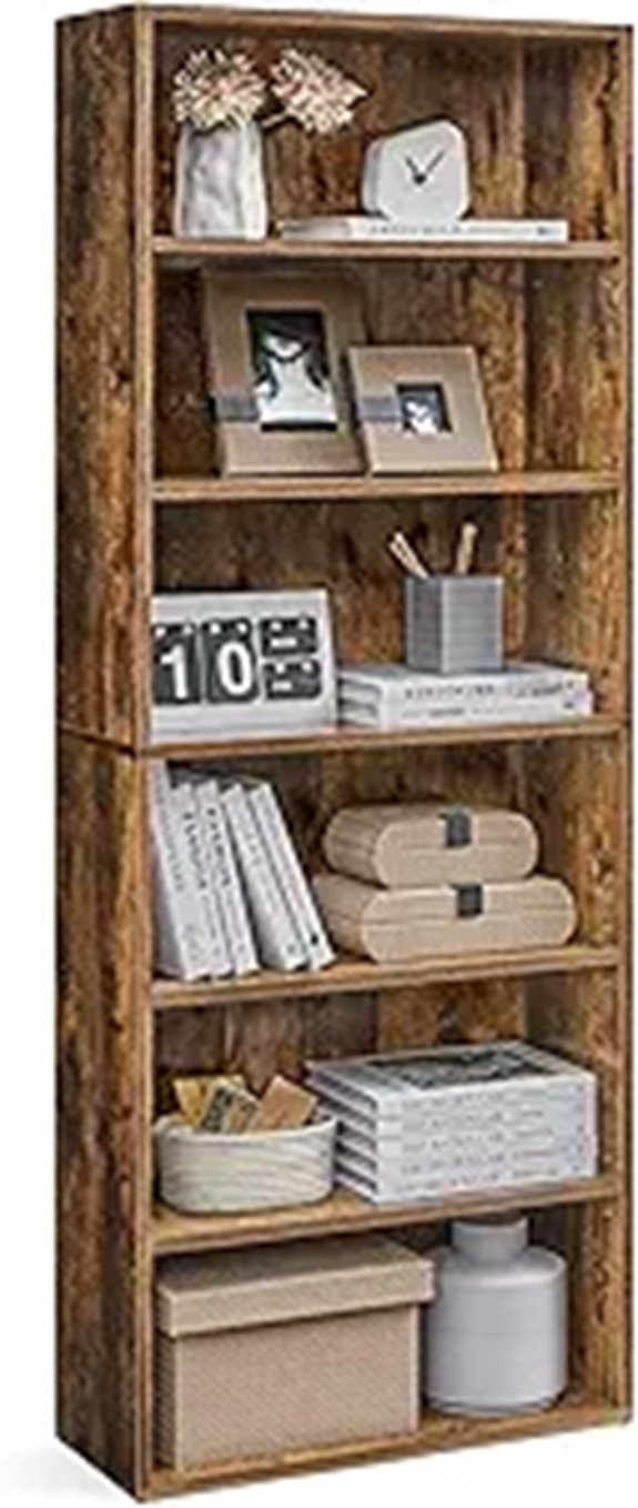VASAGLE CUSTOS 6-Tier Bookcase Rustic Brown