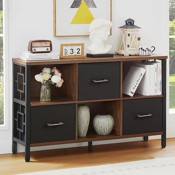 HOMISSUE 6-Cube Rustic Storage Shelf with Bins