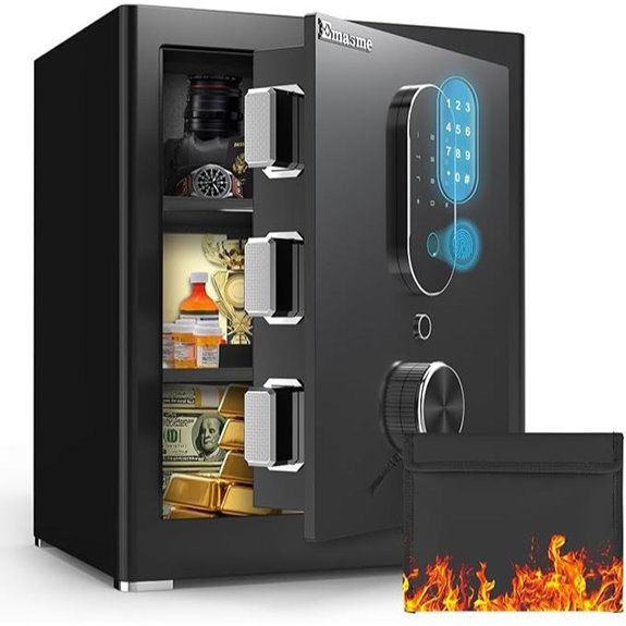 Biometric Fireproof Waterproof Safe Box with Alarm