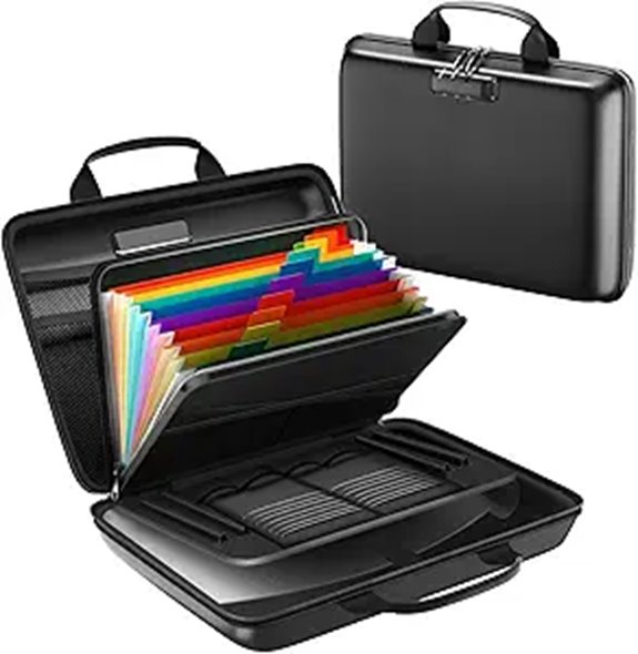 Fireproof Document Box with Lock and Accordion Folders