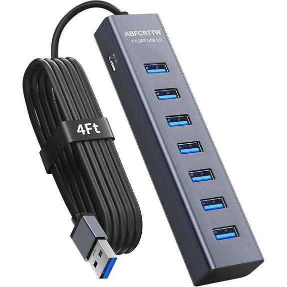7-Port USB 3.0 Hub with Long Cable for Desktop