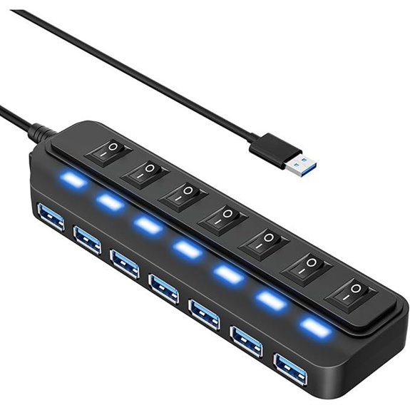 USB 3.0 7-Port Hub with On/Off Switches