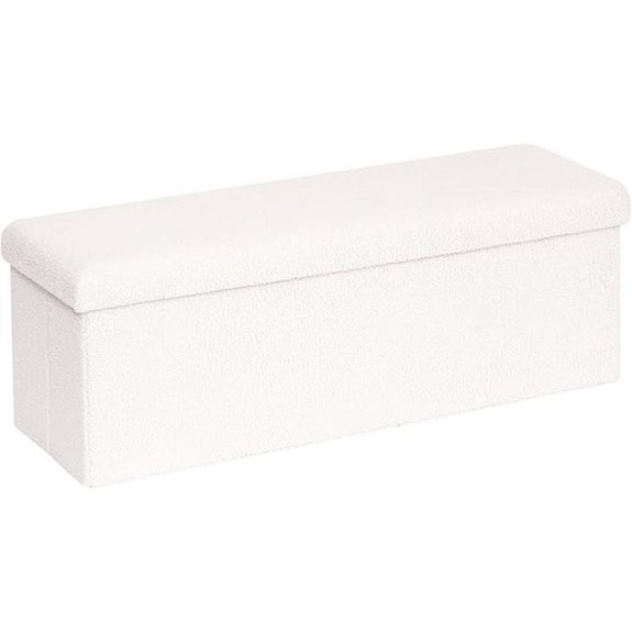 PINPLUS Upholstered Sherpa Storage Ottoman Bench