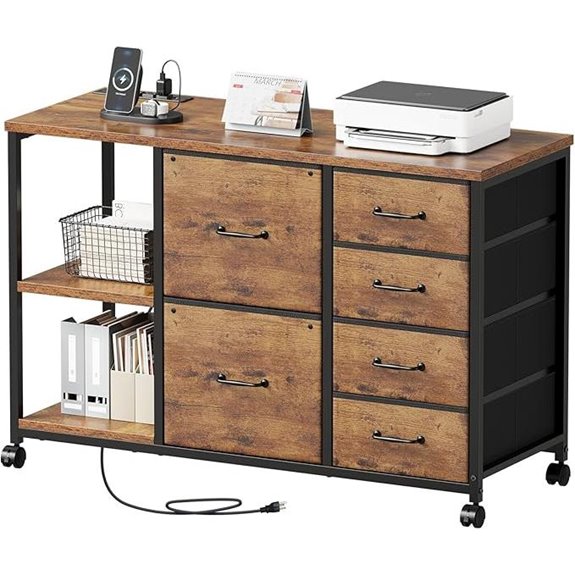 6-Drawer File Cabinet with Charging Station