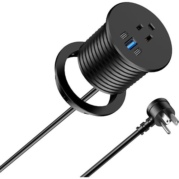 6 ft Recessed Power Strip with USB-C and Outlet