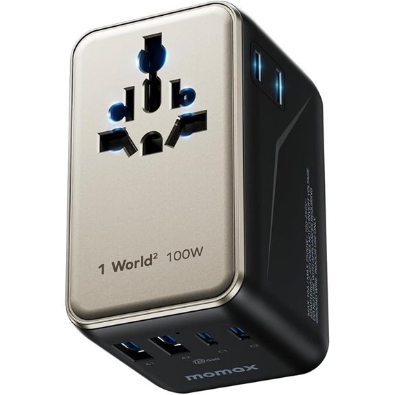 MOMAX 6-in-1 Universal Travel Adapter with Fast Charging