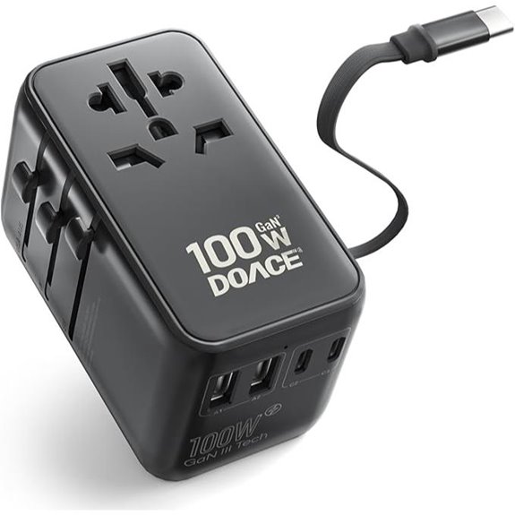 DOACE 6-in-1 Universal Travel Adapter with USB-C