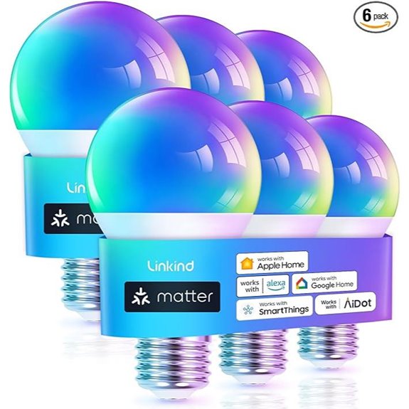 Linkind Matter RGBW Smart Light Bulbs (6-Pack)