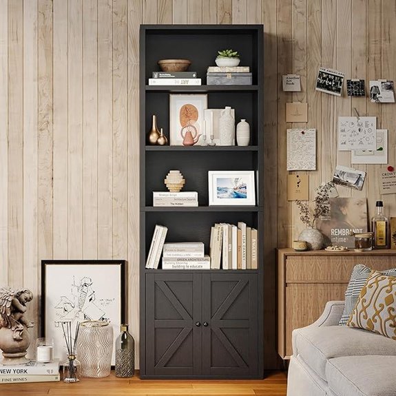 MXV 6-Tier Wooden Bookcase with Doors