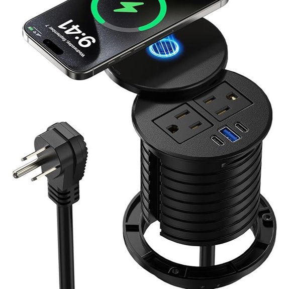 3-Inch Desk Power Grommet with Wireless Charger