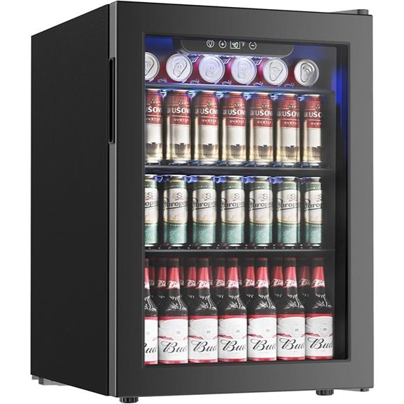 Mini Beverage Fridge with Glass Door and LED Display