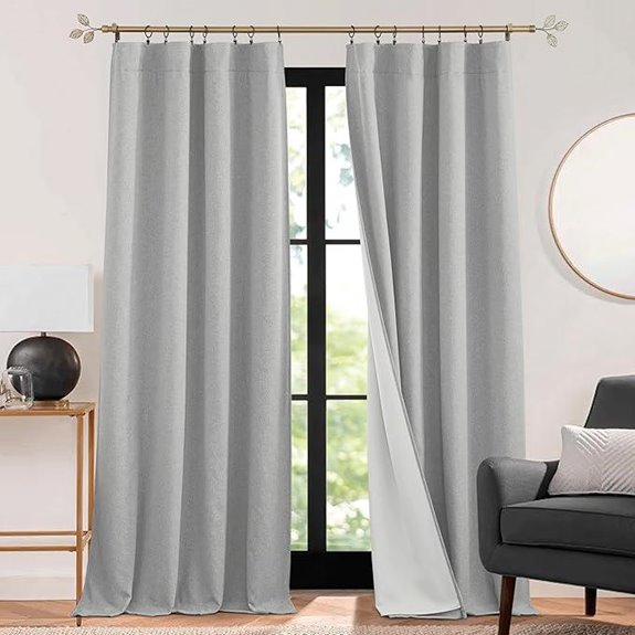 RYB HOME 3-in-1 Soundproof Linen Curtains 2 Panels