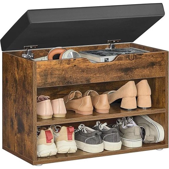 VASAGLE Shoe Bench with Storage and Cushion